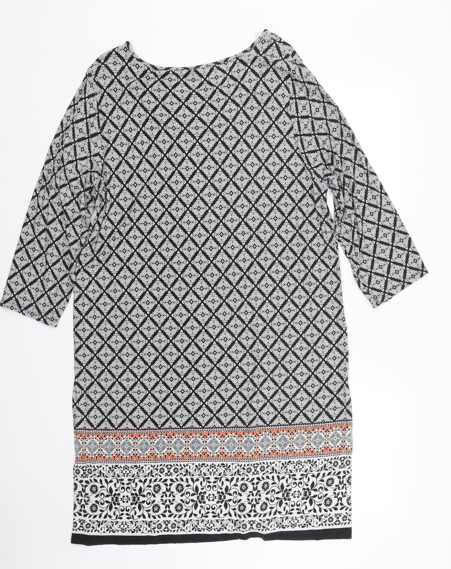 George Womens Black Paisley  T-Shirt Dress  Size 18