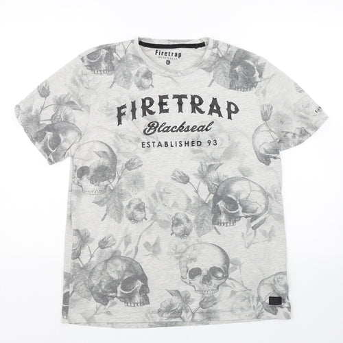 Firetrap Mens Grey Floral   T-Shirt Size XL
