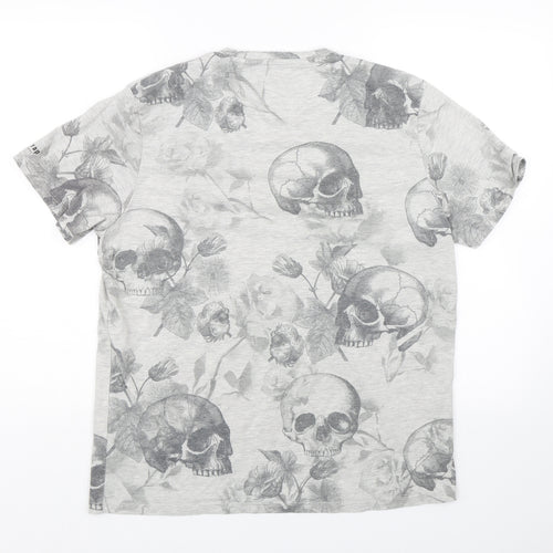 Firetrap Mens Grey Floral   T-Shirt Size XL
