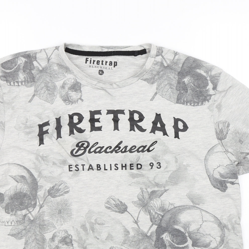 Firetrap Mens Grey Floral   T-Shirt Size XL