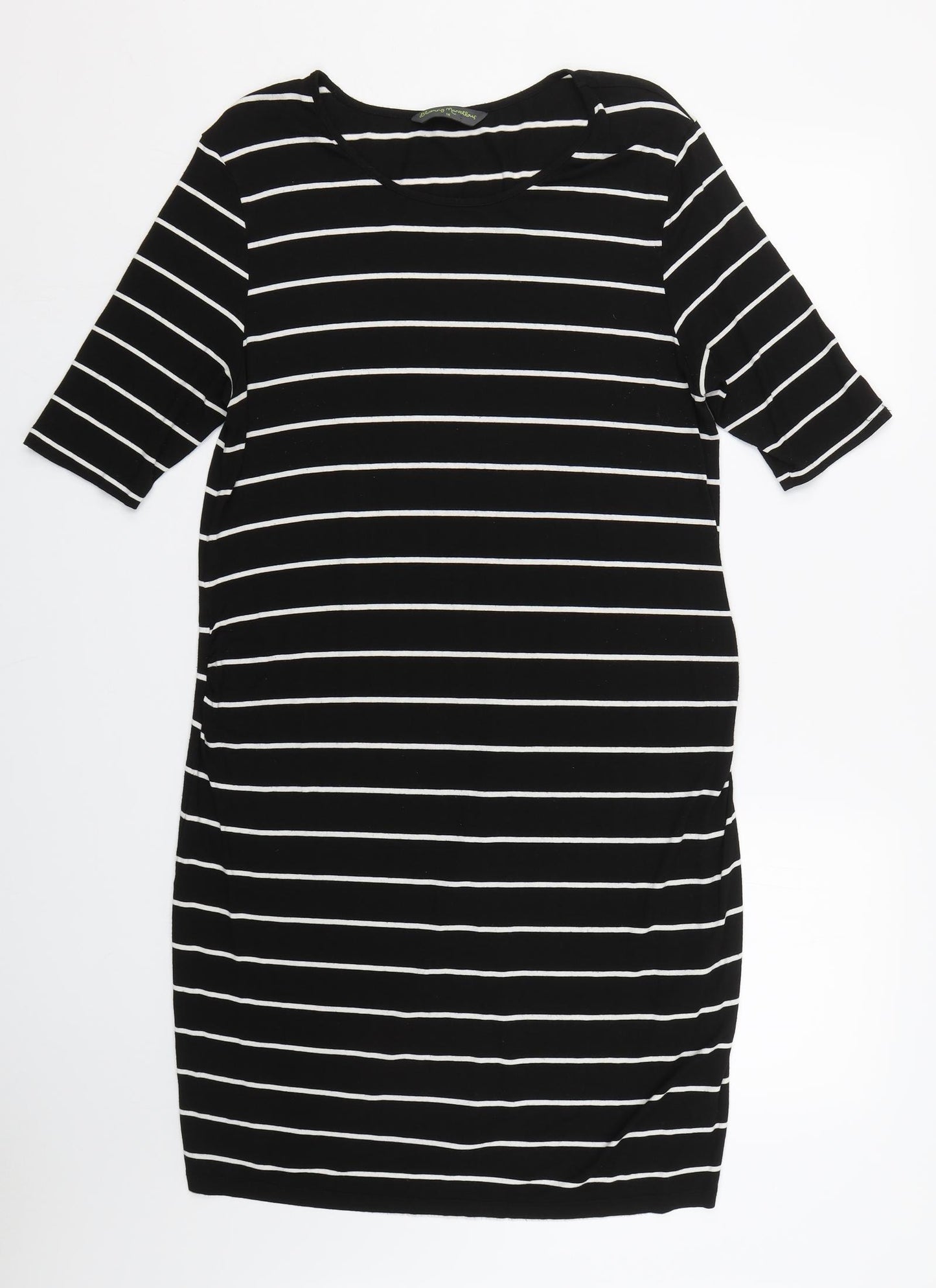 Mothercare Womens Black Striped  T-Shirt Dress  Size 16