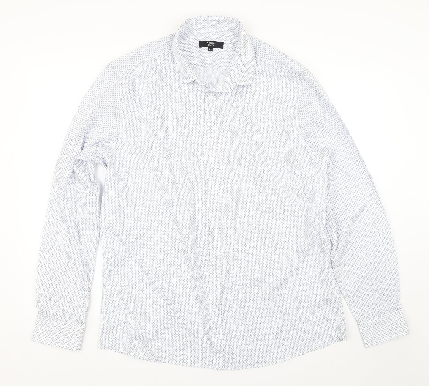 George Mens White Argyle/Diamond   Dress Shirt Size 16.5
