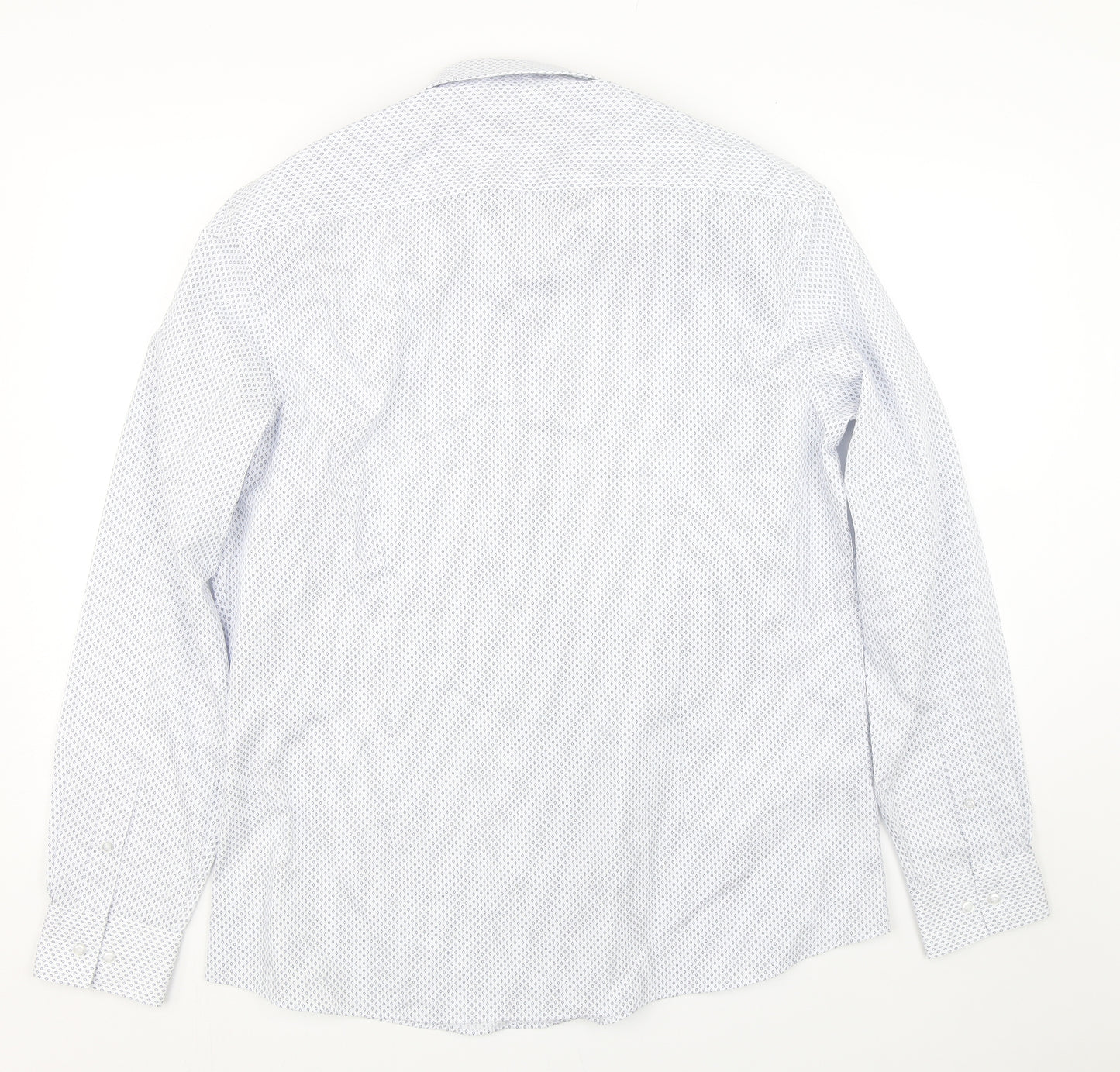 George Mens White Argyle/Diamond   Dress Shirt Size 16.5