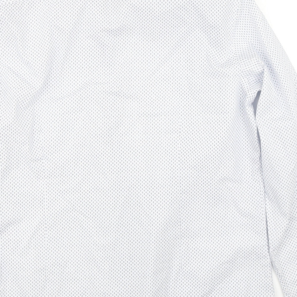 George Mens White Argyle/Diamond   Dress Shirt Size 16.5