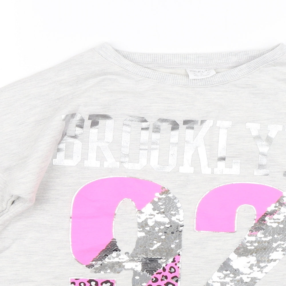 F&F Girls Grey   Pullover Sweatshirt Size 11-12 Years
