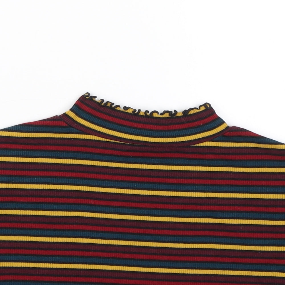Primark Womens Multicoloured Striped  Cropped T-Shirt Size 2XS