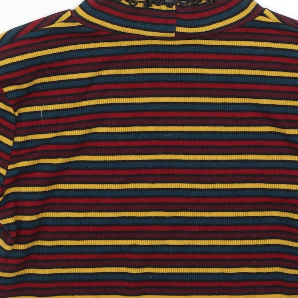 Primark Womens Multicoloured Striped  Cropped T-Shirt Size 2XS