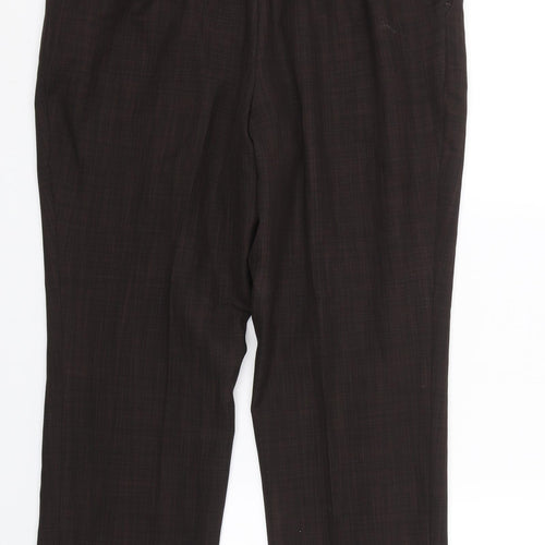 M&S Womens Brown Check  Trousers  Size 12 L24 in