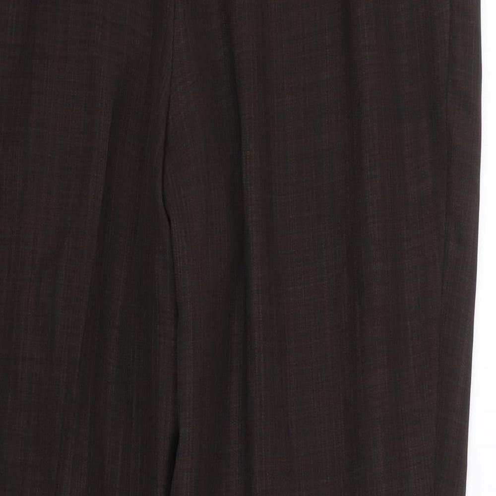 M&S Womens Brown Check  Trousers  Size 12 L24 in