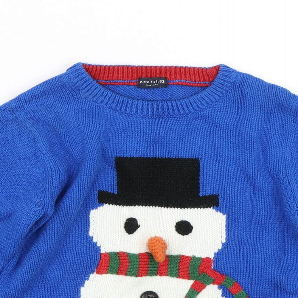 NEXT Boys Blue   Pullover Jumper Size 3-4 Years  - Snowman