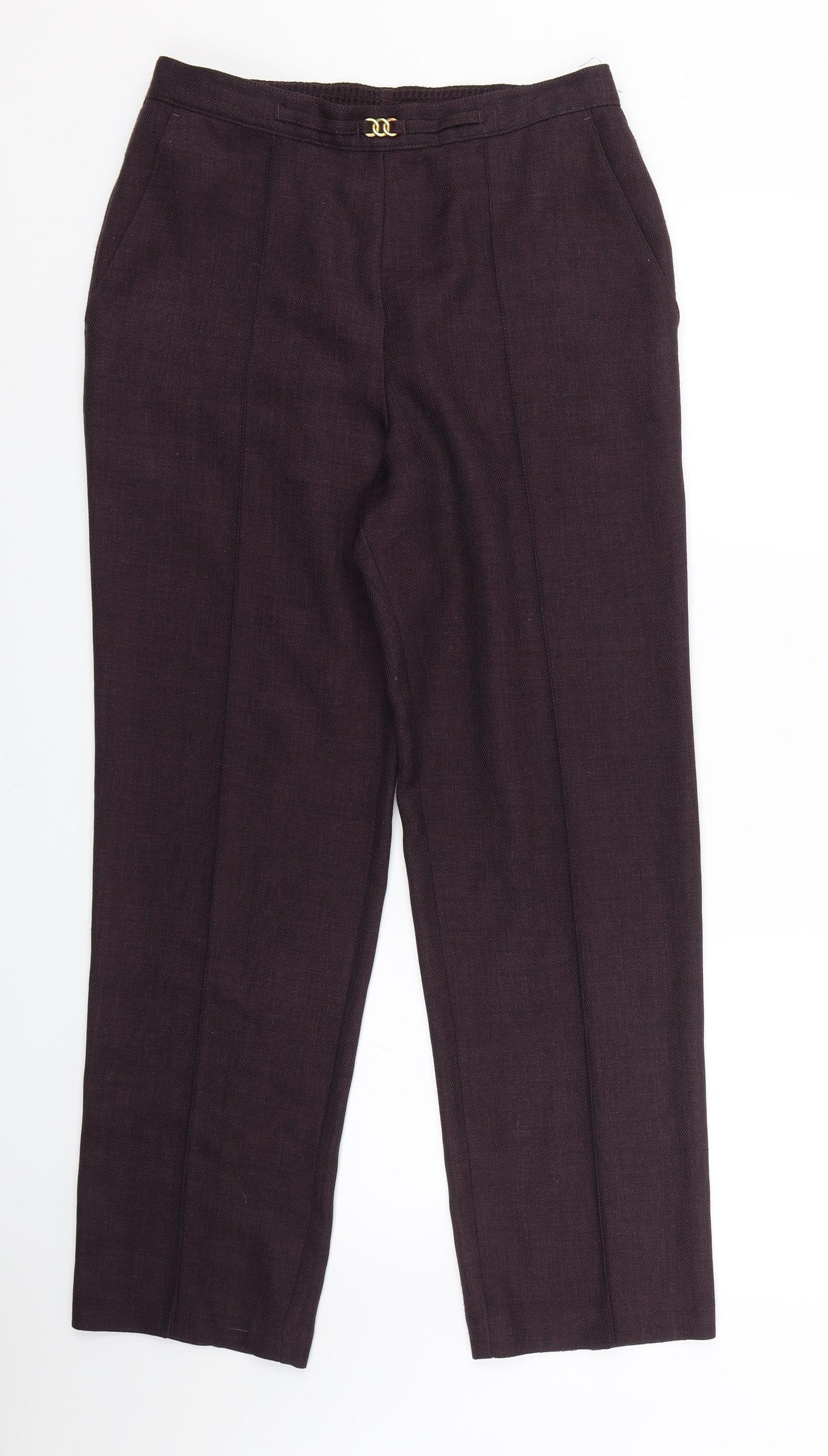 M&S Womens Purple Herringbone  Trousers  Size 12 L27 in