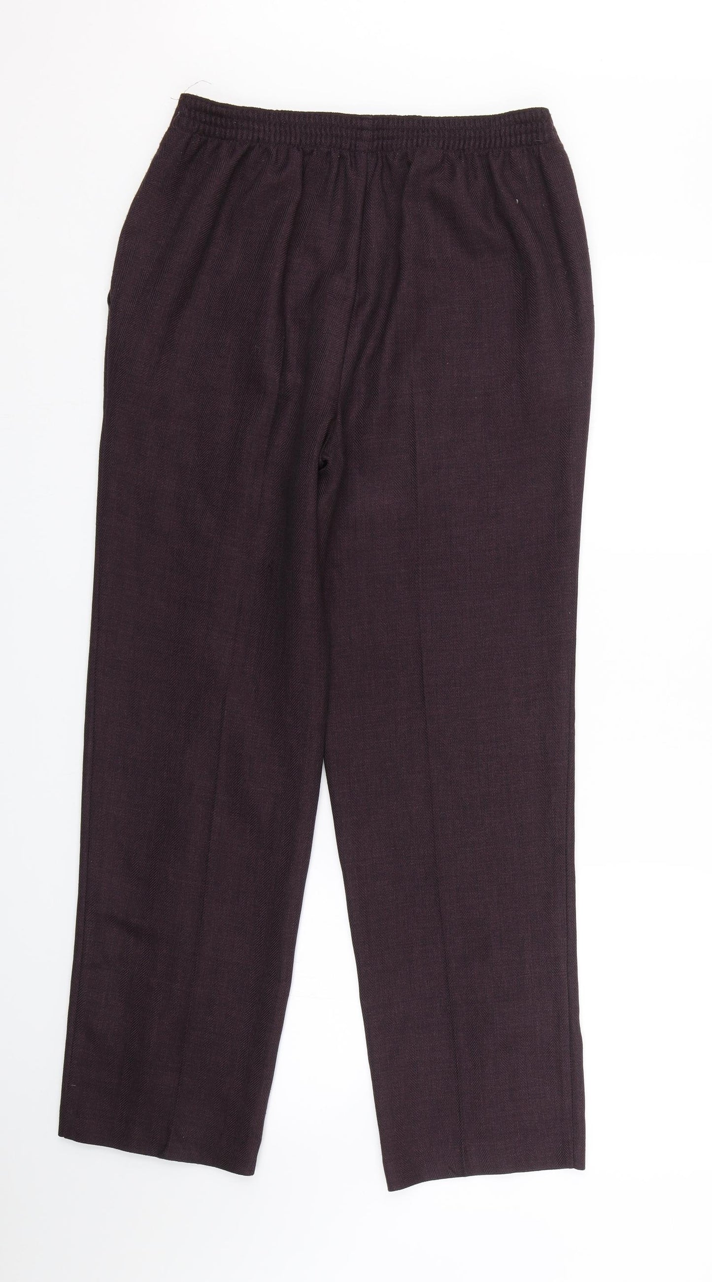 M&S Womens Purple Herringbone  Trousers  Size 12 L27 in
