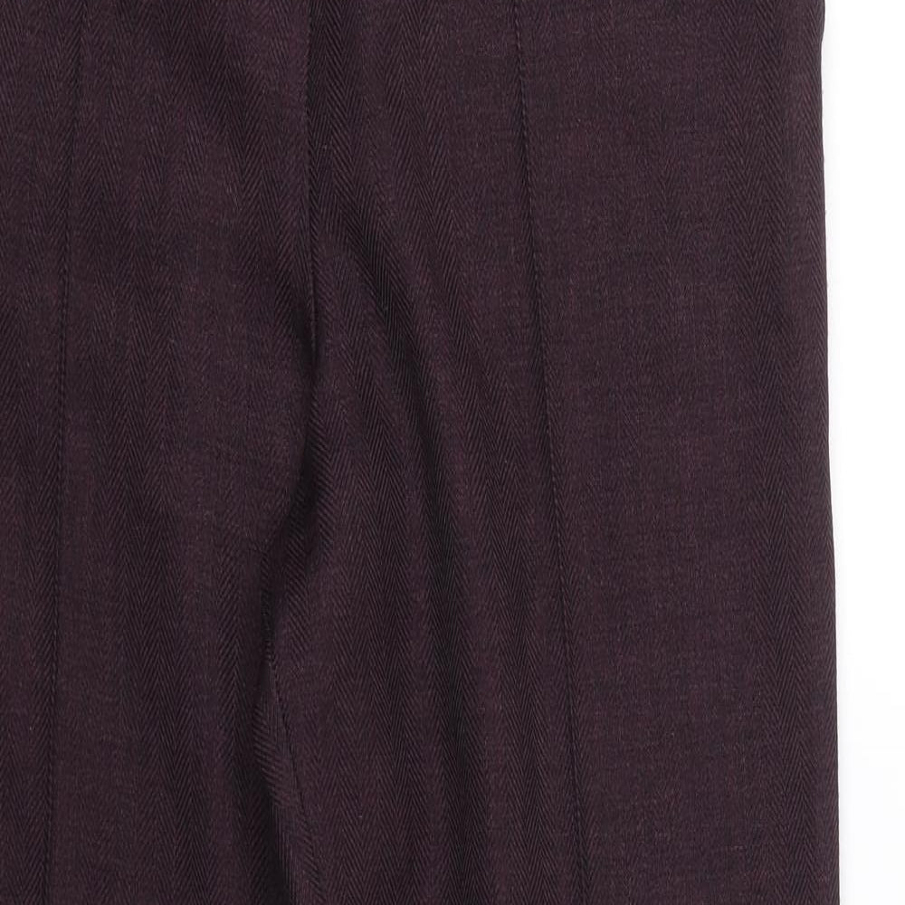 M&S Womens Purple Herringbone  Trousers  Size 12 L27 in