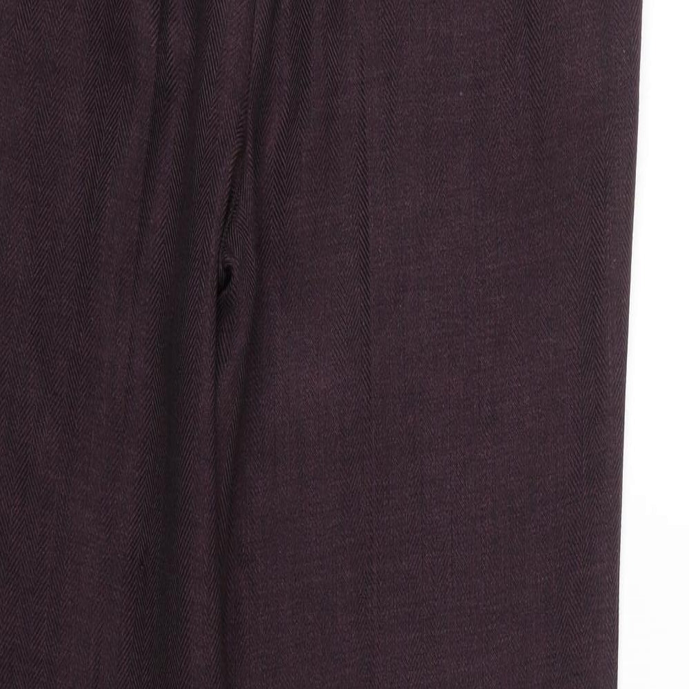 M&S Womens Purple Herringbone  Trousers  Size 12 L27 in