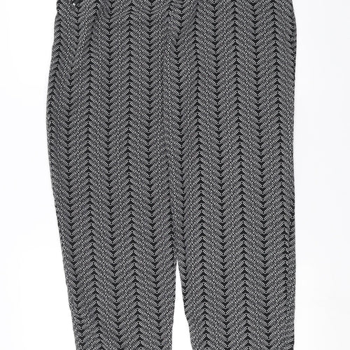 Bonmarché Womens Black Geometric  Trousers  Size 16 L28 in