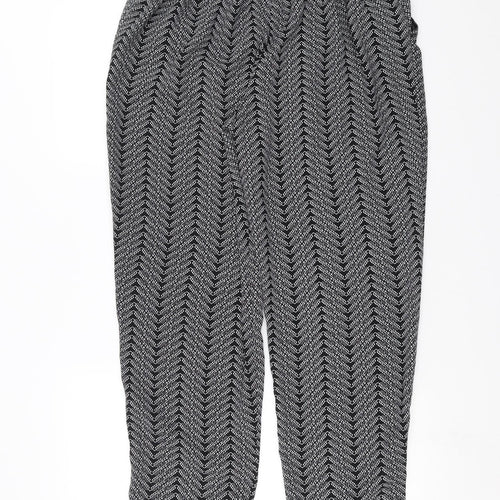 Bonmarché Womens Black Geometric  Trousers  Size 16 L28 in