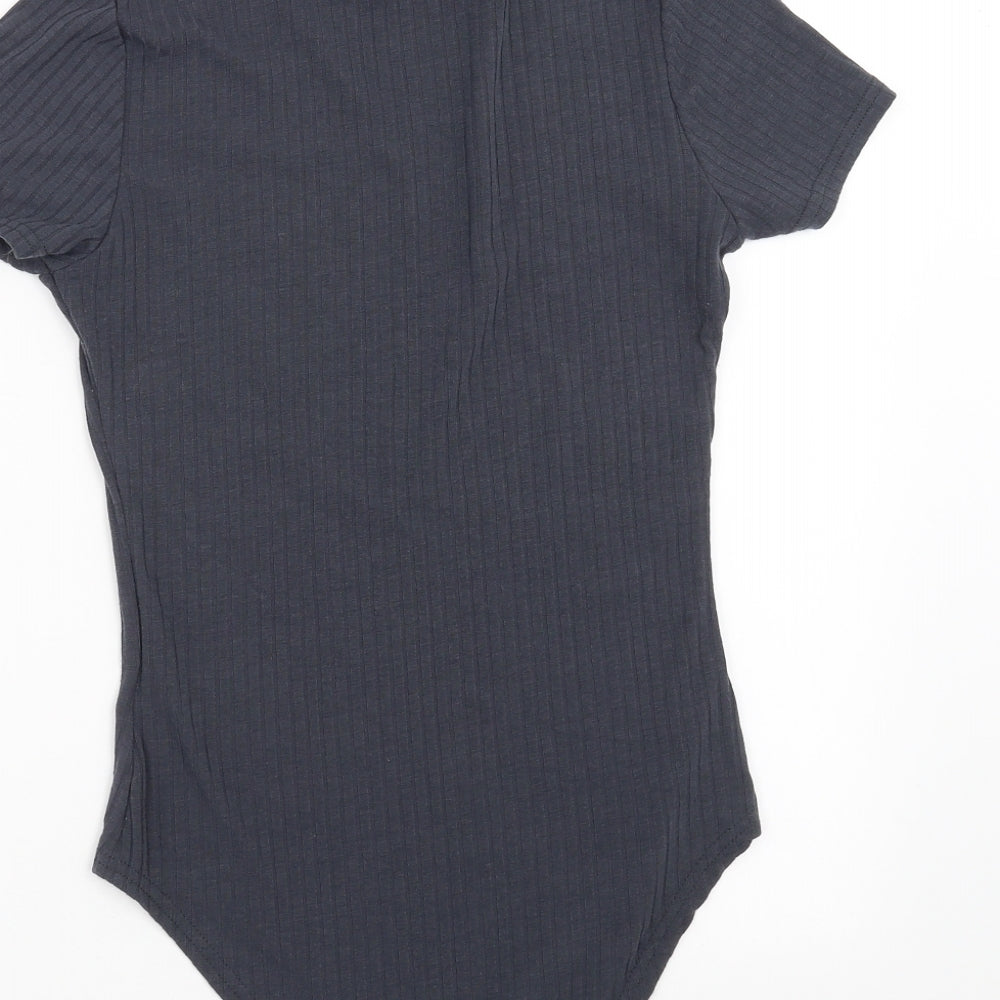 New Look Womens Grey Striped  Bodysuit One-Piece Size 10