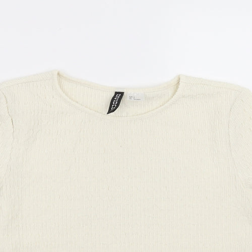 Divided by H&M Womens Ivory   Basic T-Shirt Size S