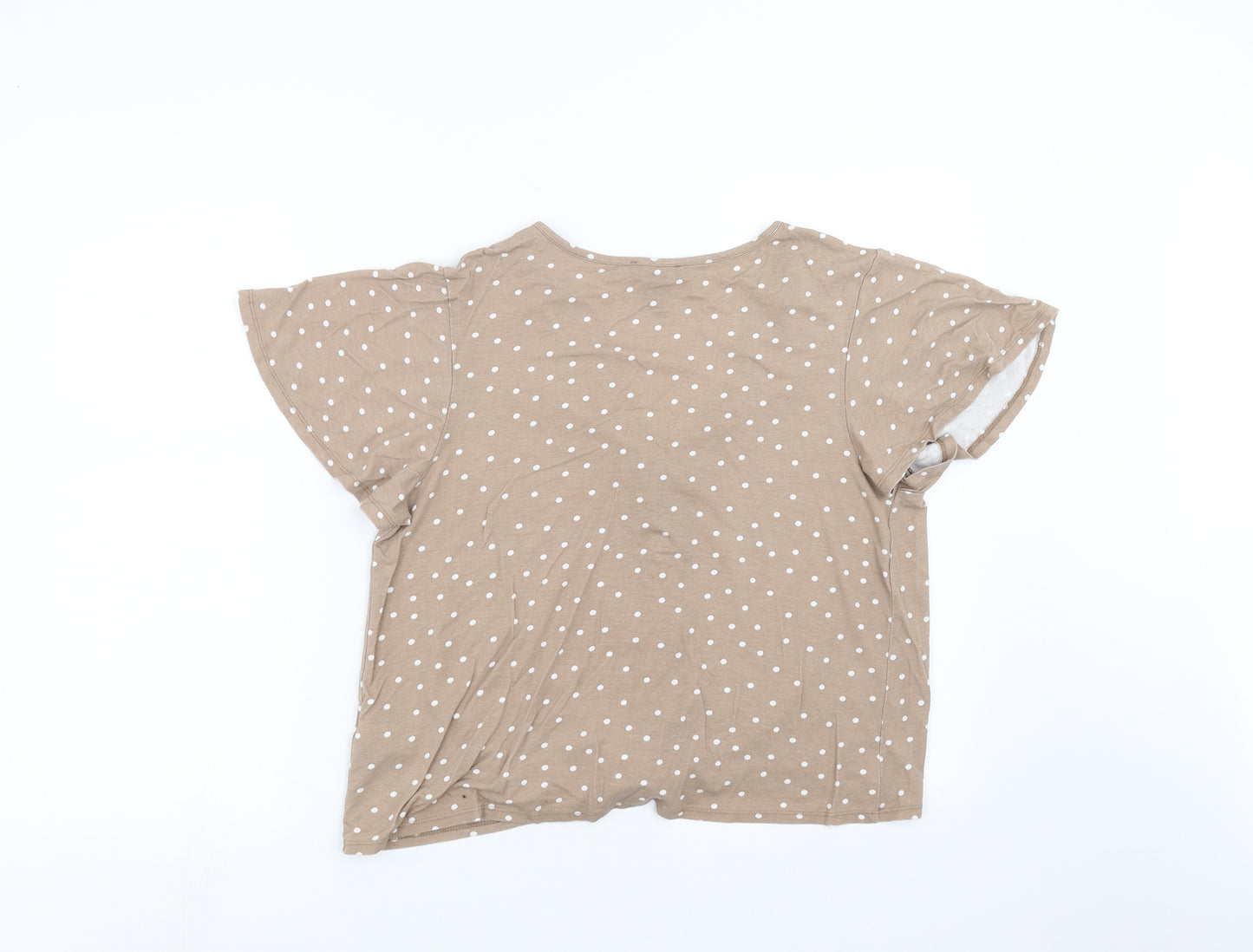New Look Womens Brown Polka Dot  Basic Blouse Size 14  - tie Front Detail