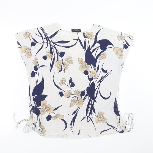 Saloos Womens White Floral  Basic Blouse Size L