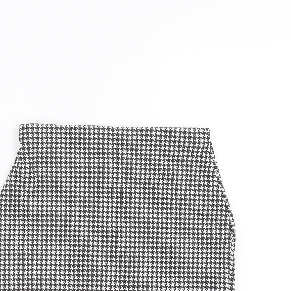 Boohoo Womens Black Houndstooth  Mini Skirt Size 8