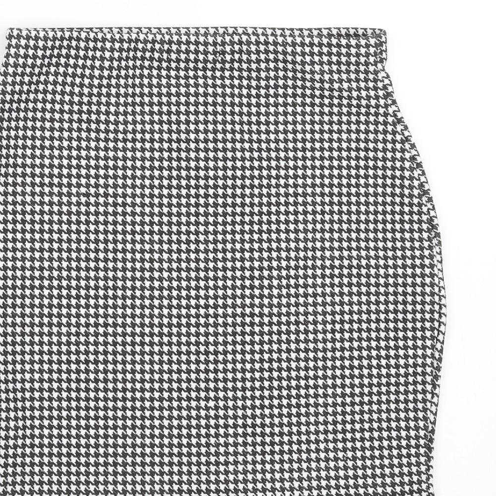 Boohoo Womens Black Houndstooth  Mini Skirt Size 8