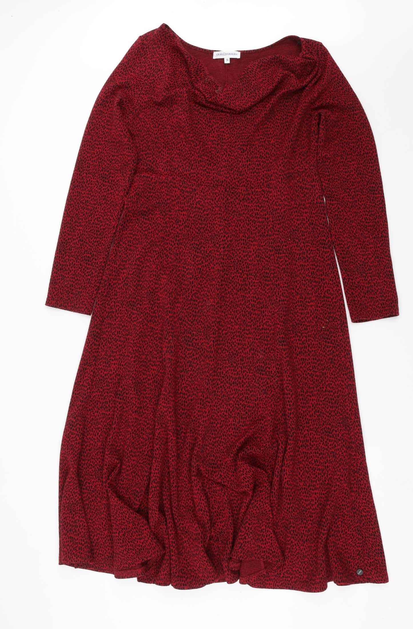 Gray & Osbourn Womens Red Geometric Knit Maxi  Size 14