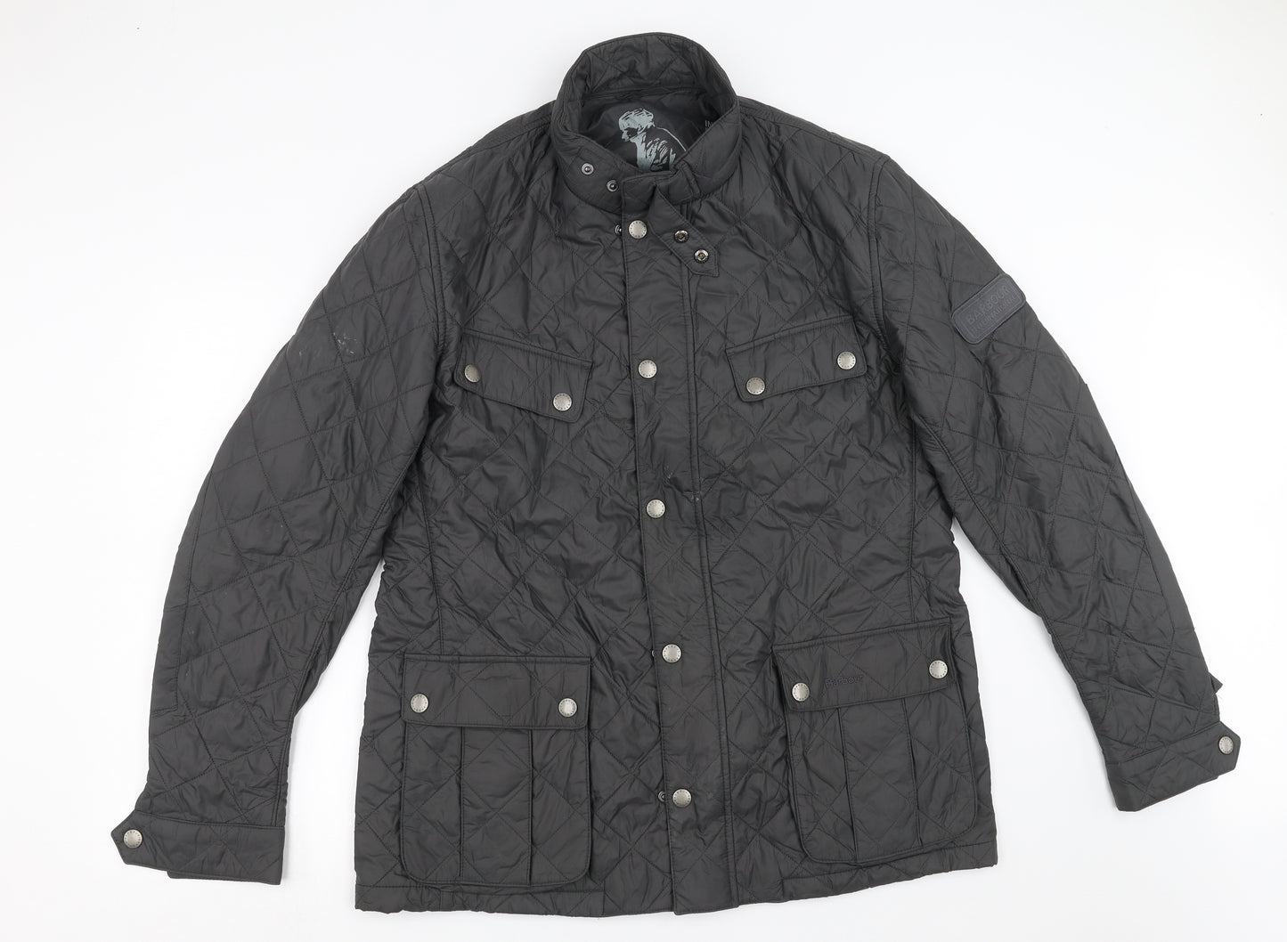 Barbour Mens Grey Argyle/Diamond  Quilted Jacket Size 2XL