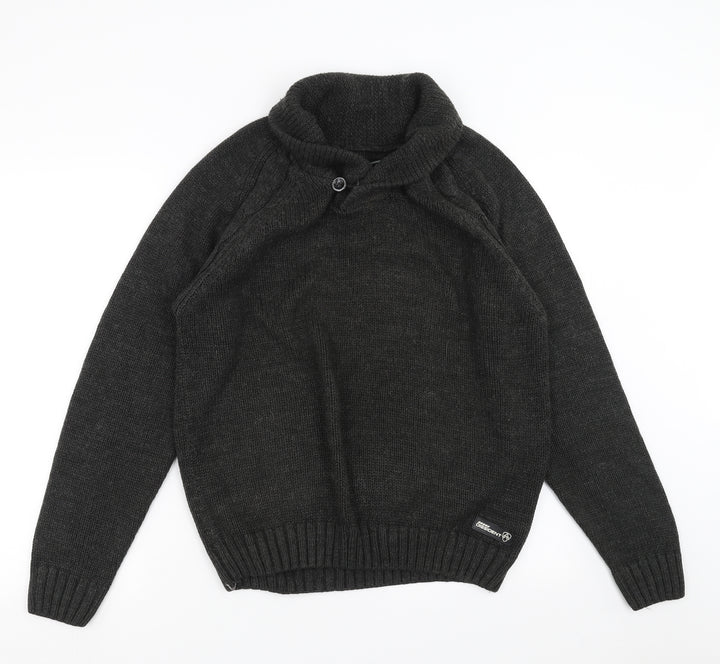 Dissident Mens Grey Knit Pullover Jumper Size M