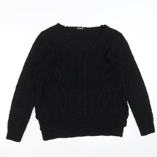 Revamped Womens Black  Knit Pullover Jumper Size M
