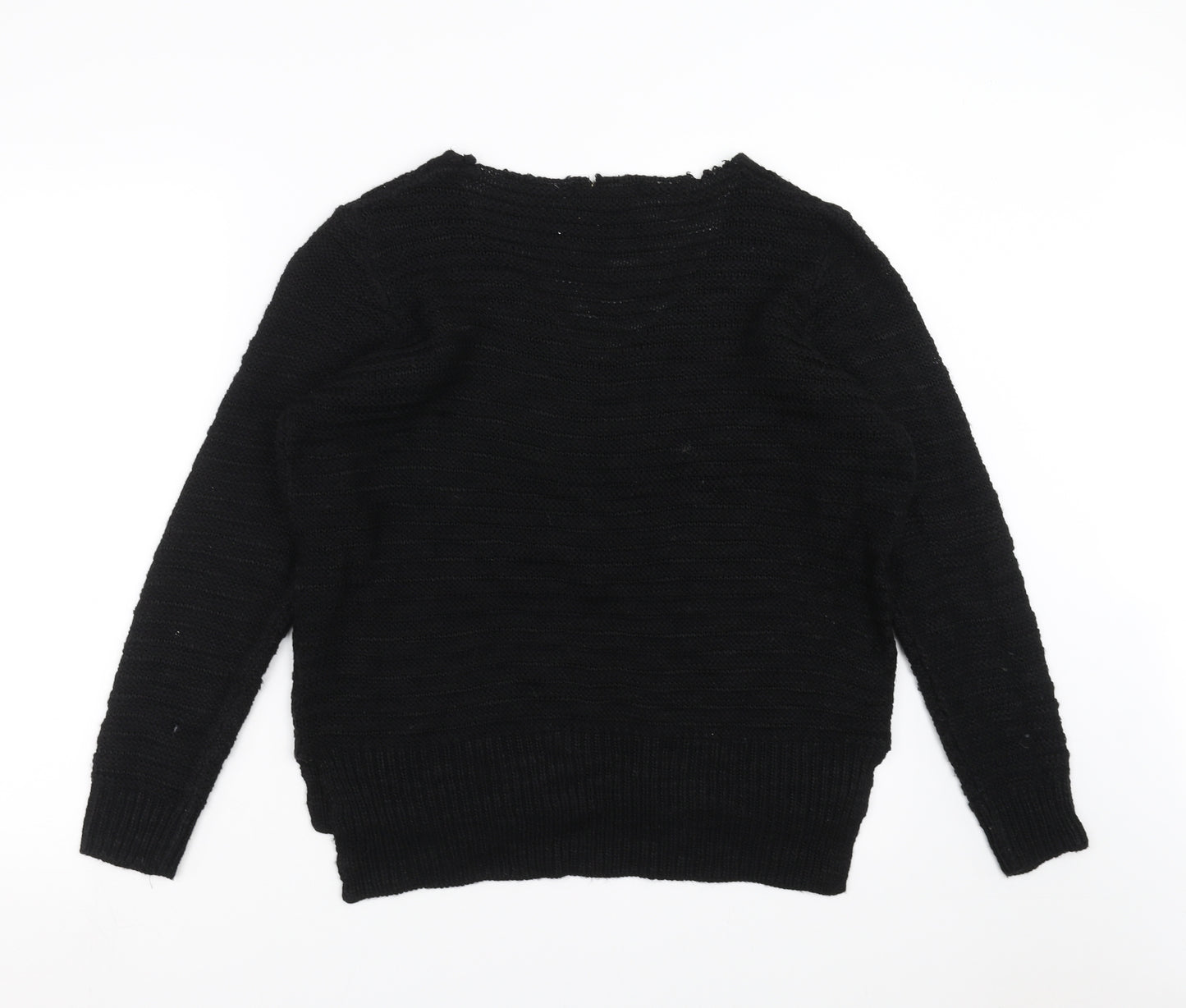 Revamped Womens Black  Knit Pullover Jumper Size M