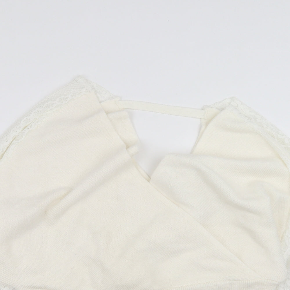 SheIn Womens Ivory  Knit Pullover Jumper Size 2XL  - Lace sleeves