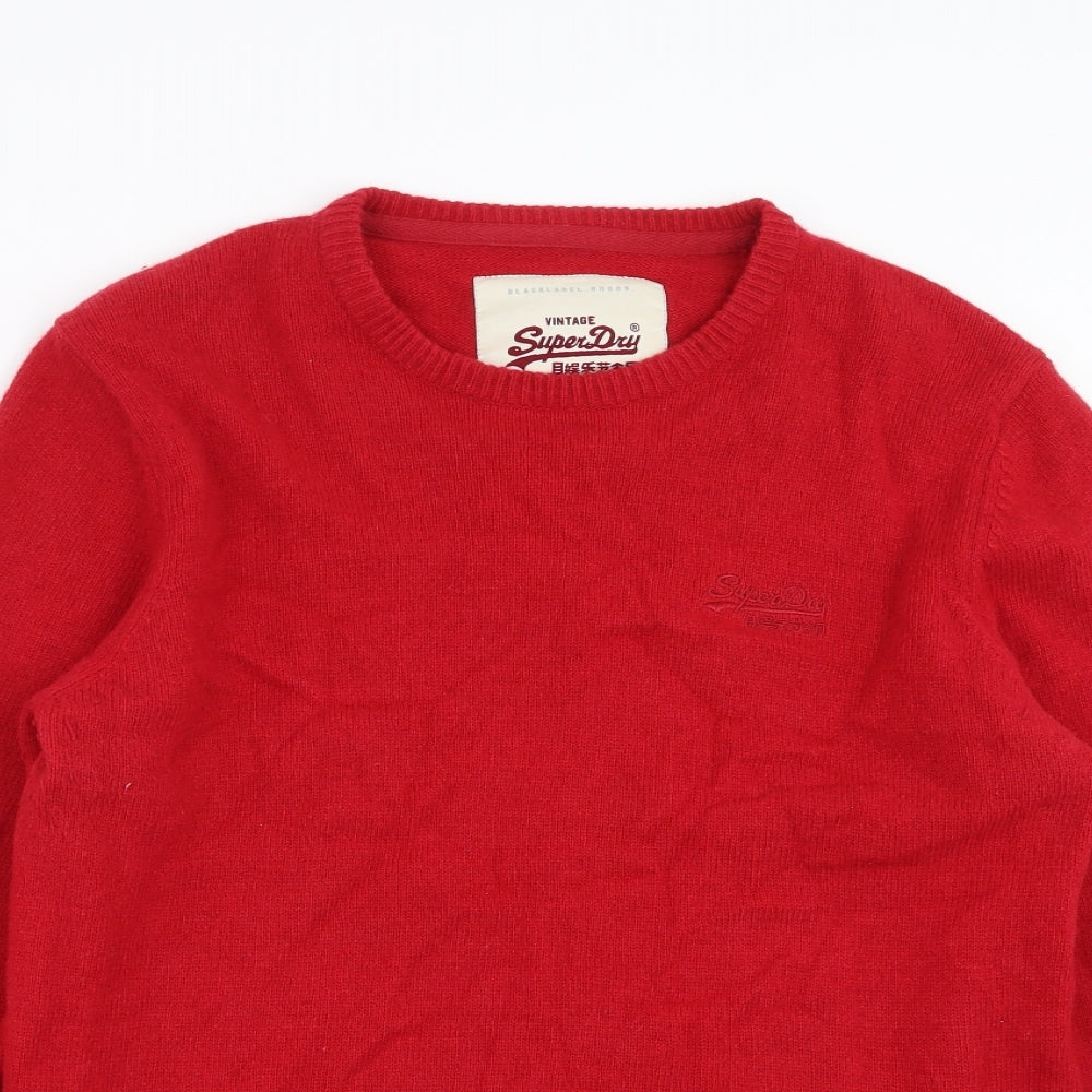 Superdry Mens Red  Knit Pullover Jumper Size XL
