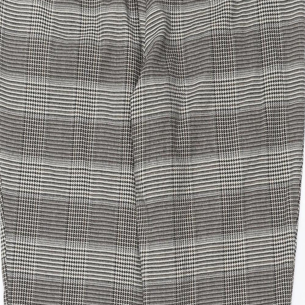 NEXT Womens Brown Houndstooth  Trousers  Size 14 L27 in