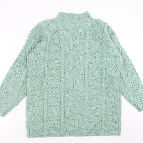 beaute knitwear Womens Green Geometric Knit Pullover Jumper One Size