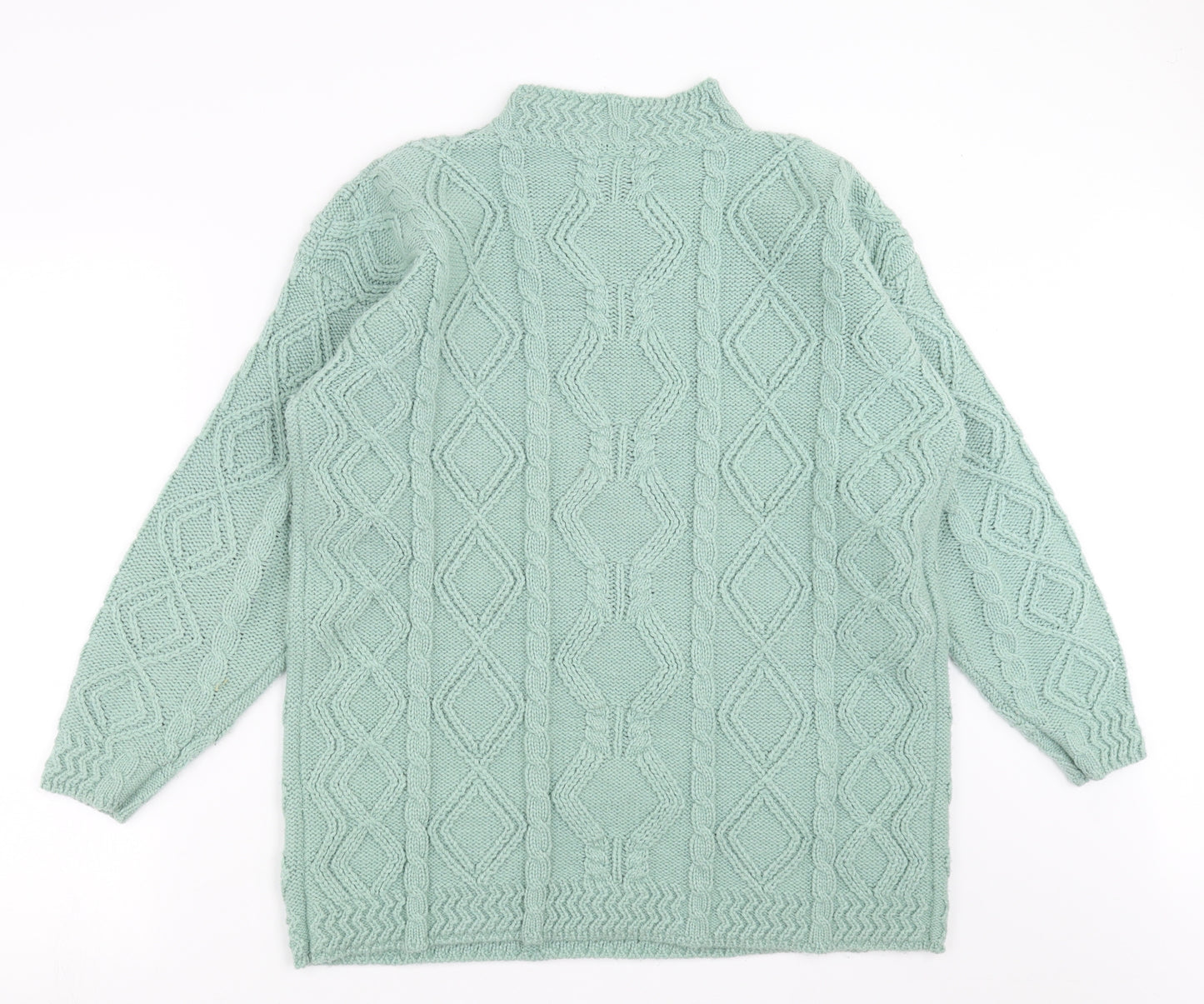 beaute knitwear Womens Green Geometric Knit Pullover Jumper One Size