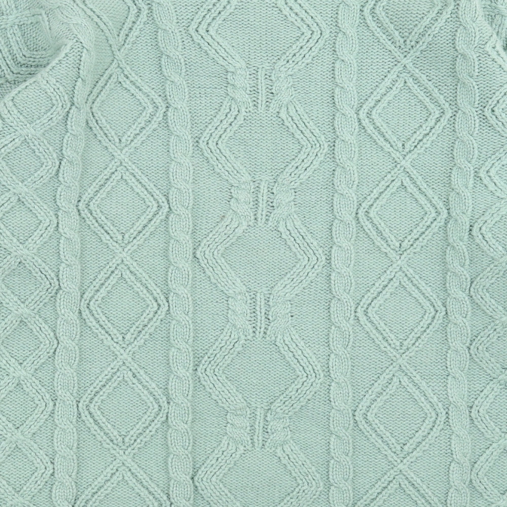 beaute knitwear Womens Green Geometric Knit Pullover Jumper One Size