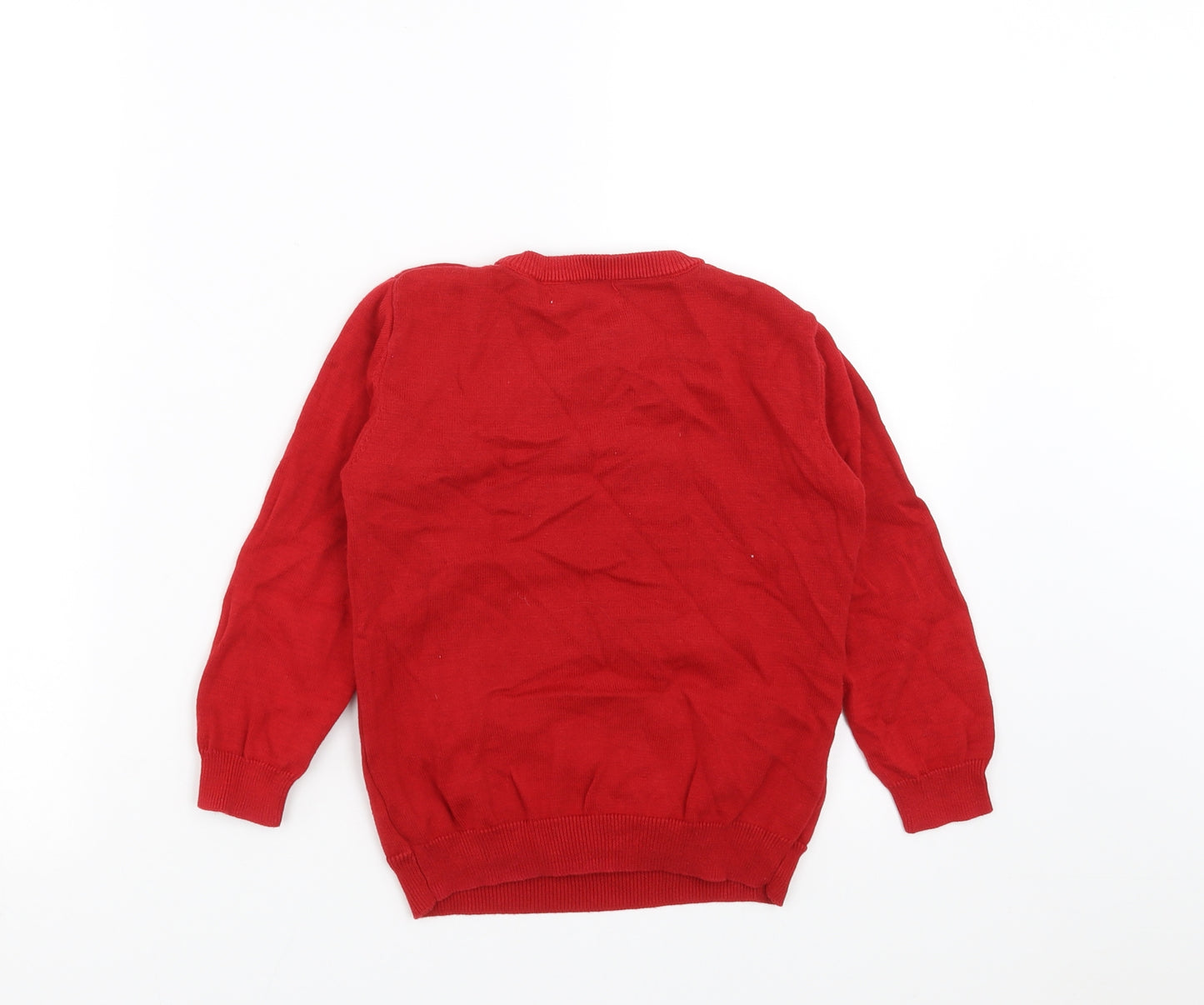 Primark Boys Red  Knit Pullover Jumper Size 5-6 Years  - christmas