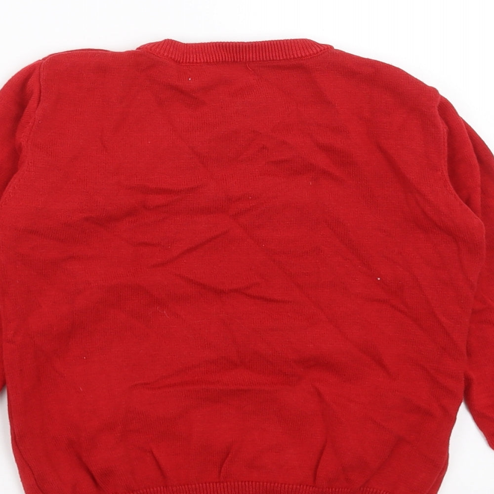 Primark Boys Red  Knit Pullover Jumper Size 5-6 Years  - christmas