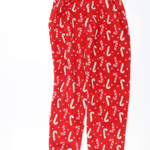 Preworn Womens Red Solid Fleece  Pyjama Pants Size S  - 23in waist
