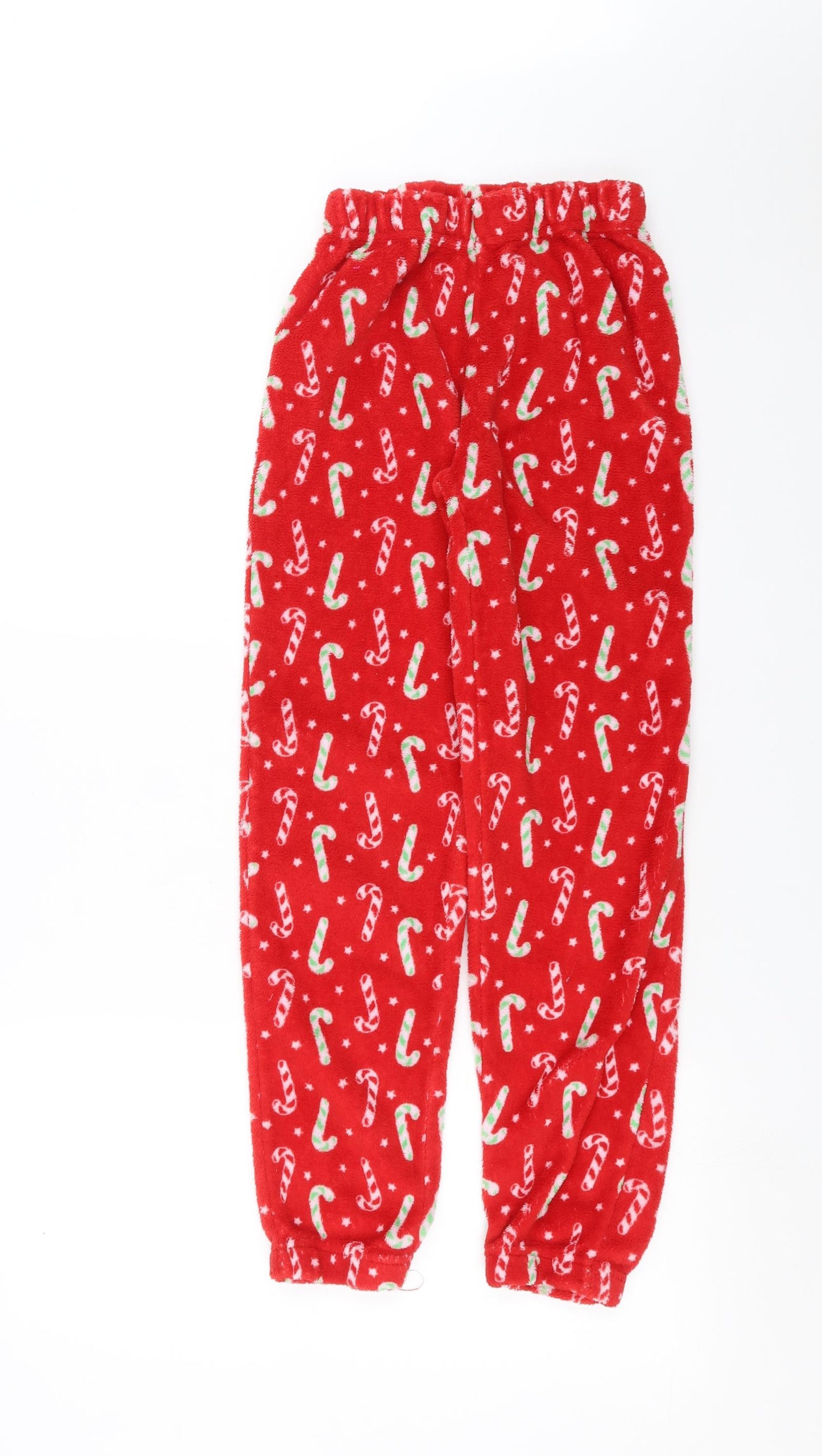 Preworn Womens Red Solid Fleece  Pyjama Pants Size S  - 23in waist