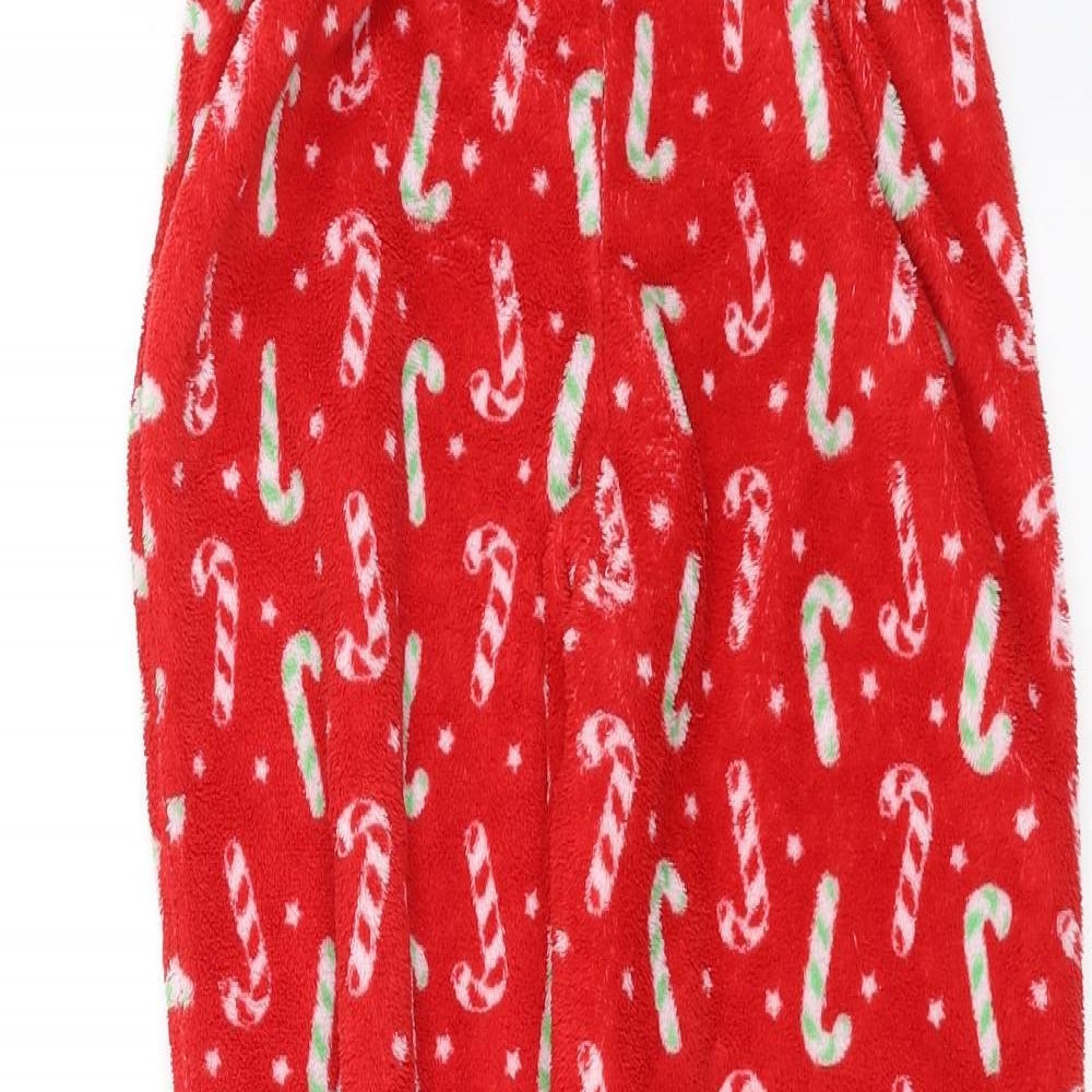 Preworn Womens Red Solid Fleece  Pyjama Pants Size S  - 23in waist