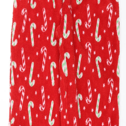 Preworn Womens Red Solid Fleece  Pyjama Pants Size S  - 23in waist