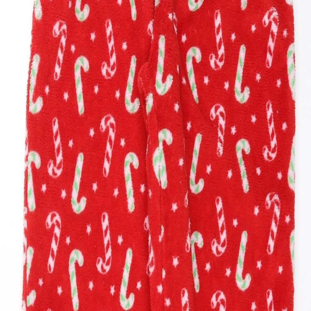 Preworn Womens Red Solid Fleece  Pyjama Pants Size S  - 23in waist
