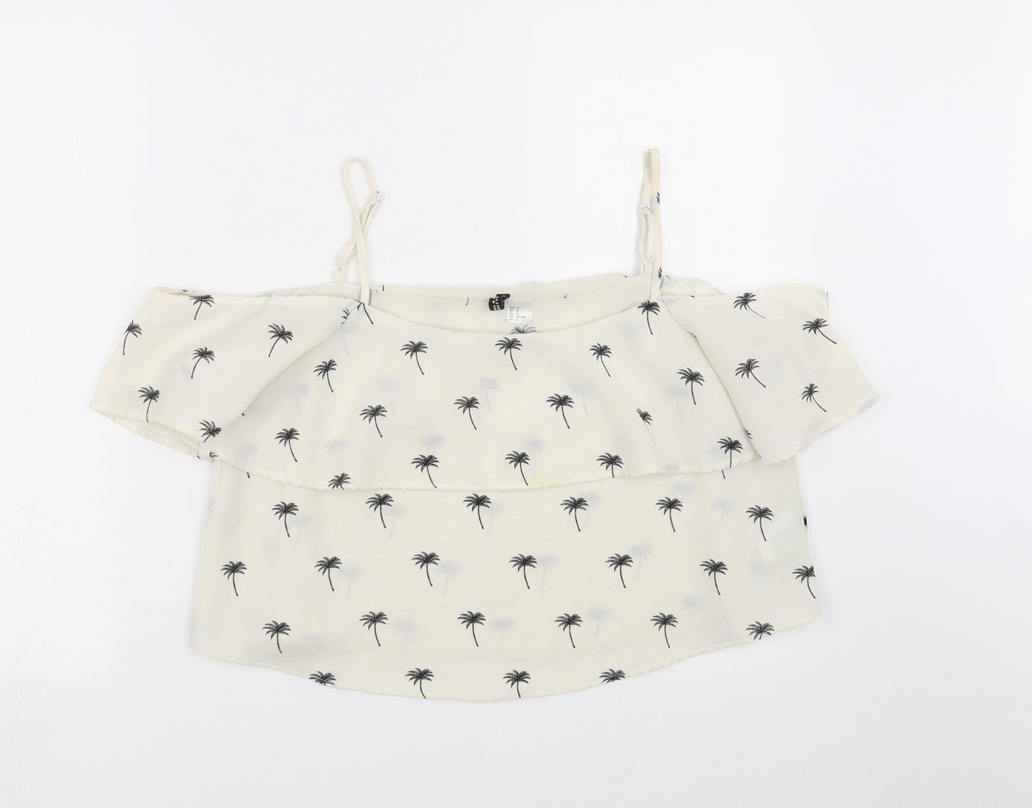 Divided by H&M Womens Ivory   Camisole Blouse Size 16  - palm trees, cropped