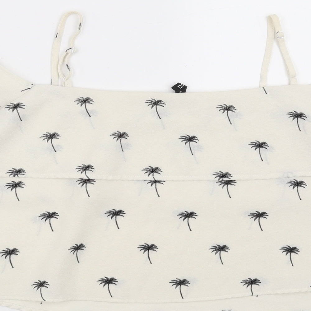 Divided by H&M Womens Ivory   Camisole Blouse Size 16  - palm trees, cropped