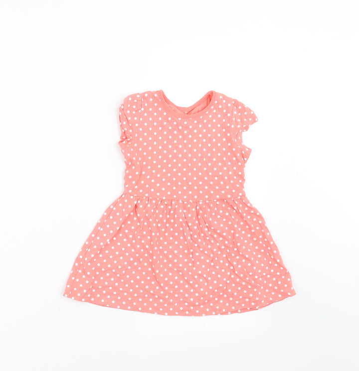 George Girls Pink Polka Dot Fit & Flare Size 12-18 Months