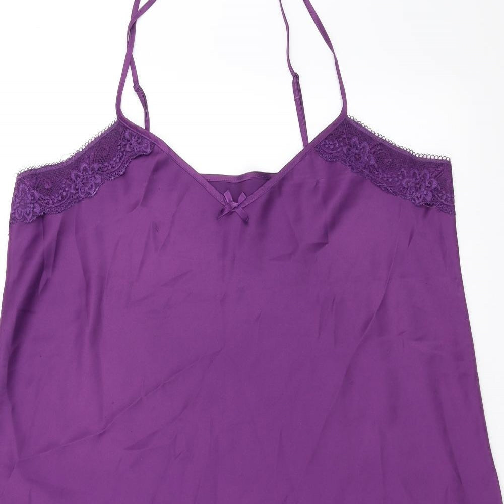 George Womens Purple Solid  Cami Gown Size 16  - Lace Detail