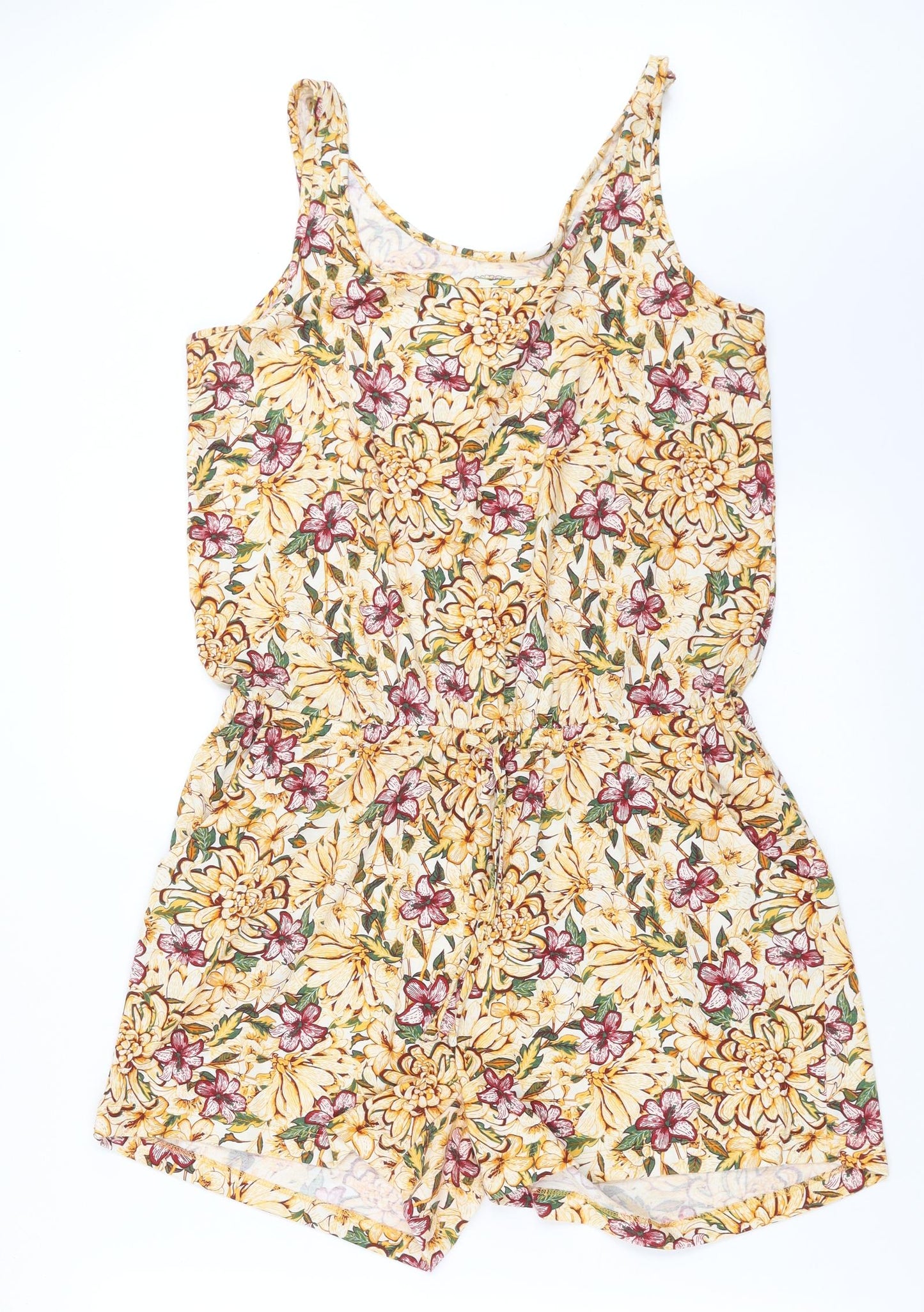 ESMARA Womens Yellow Floral  Playsuit One-Piece Size M