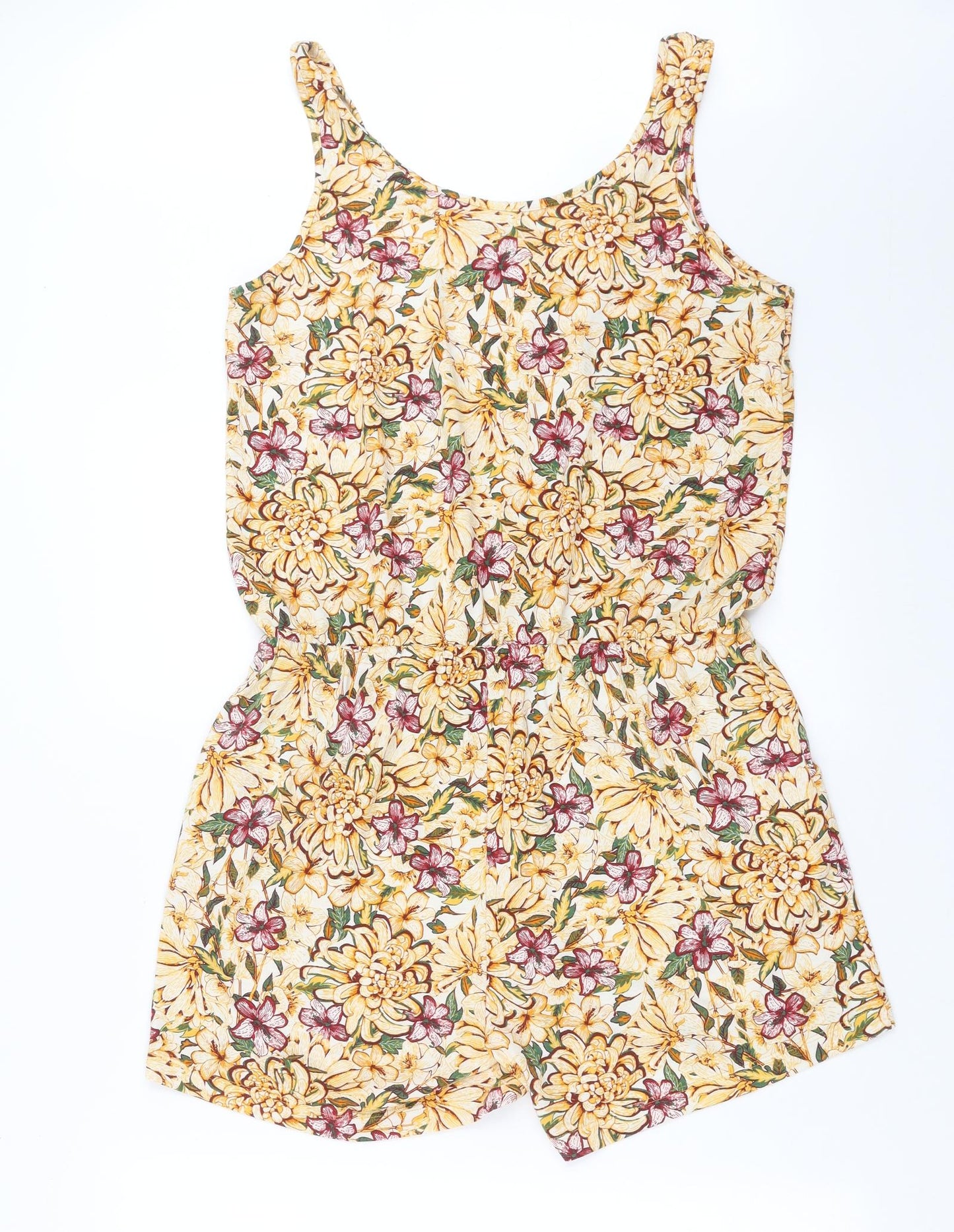 ESMARA Womens Yellow Floral  Playsuit One-Piece Size M